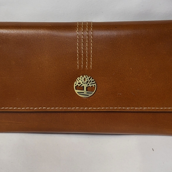 Timberland Women's RFID NWT Cognac/Brown Leather Flap Wallet Clutch Organizer - Picture 5 of 11